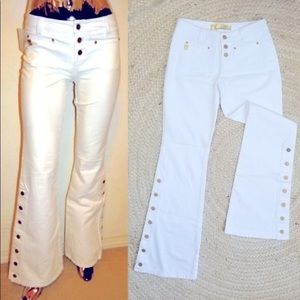 Vintage Guess Button-up Flare Bell Bottom Jeans White Sz 31